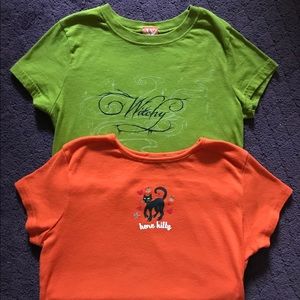 (2) Girls Halloween Graphic T-Shirts